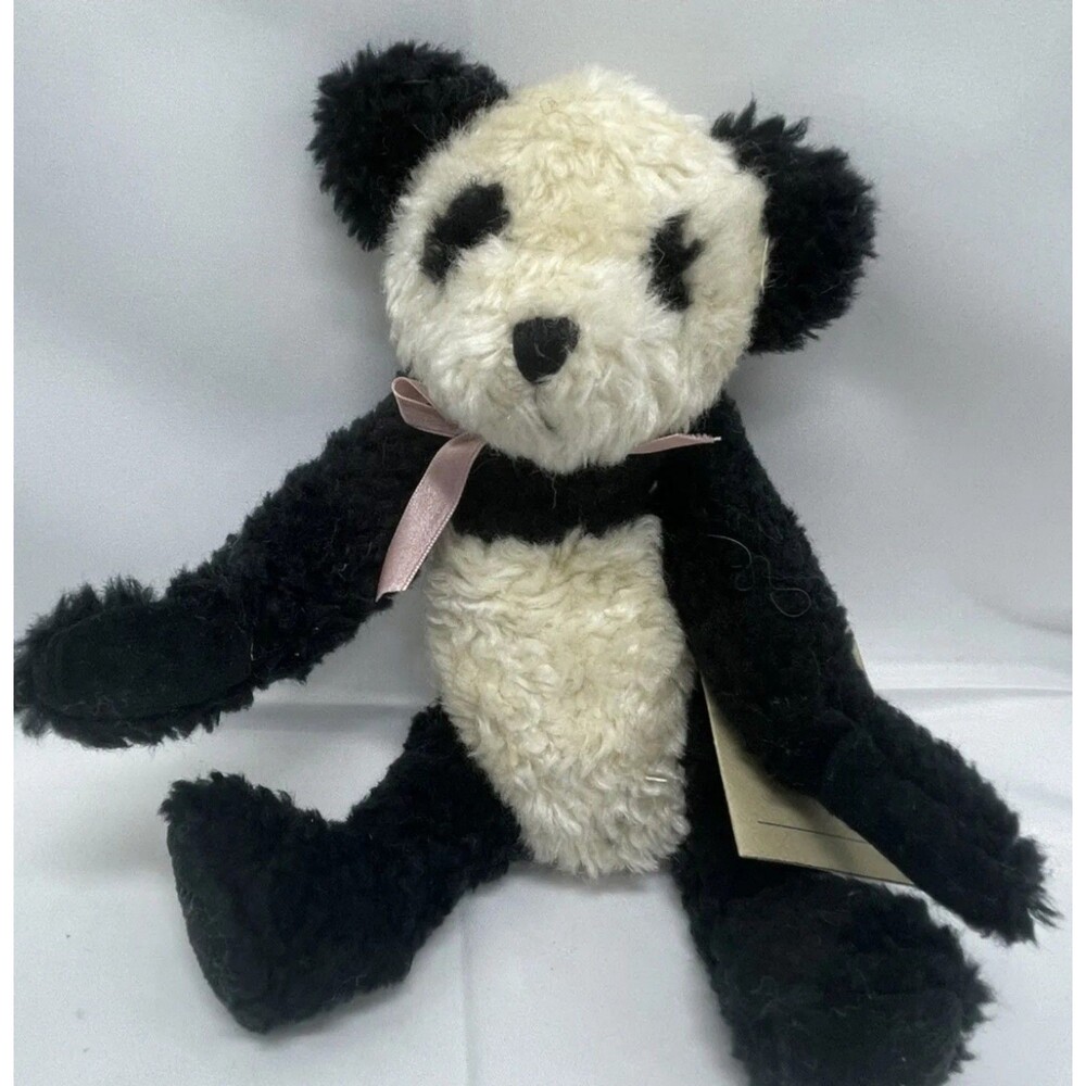 Boyds Bears PANDA Ogden B Bean Plush Stuffed Animal W/Purple Ribbon 1985-96 10".